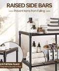 Kick Dust Bunnies Out The Door With This Solid 3 Tier Metal Storage Shelf featuring raised side bars for secure organization.