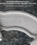Close-up of Built Tough Adjustable Right Angle Corner Clamp surface texture, 90 degree demonstration, aluminum alloy material.