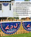 USA 250th Anniversary Flag 1.5x3 Ft Outdoor Yard Decor Flag Banner With Brass Grommets displayed on porch and fence