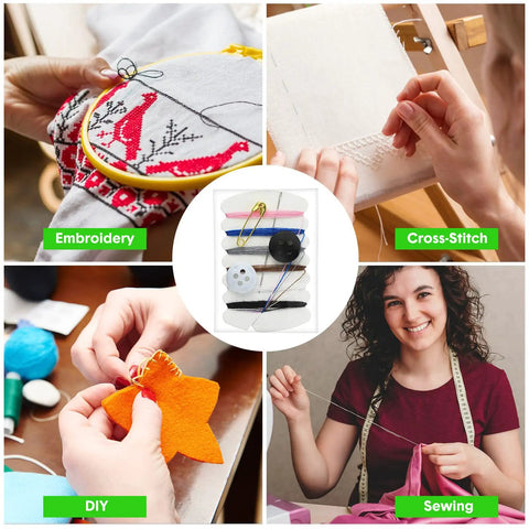 On The Go Travel Sewing Kit With Needles, Threads, Buttons And Pins, Six Color Thread Sets, 100 Sets, Ultra Compact And Lightweight