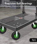 Set Of Four 10 Inch Heavy Duty Caster Wheels Featuring Shock Absorbing Pneumatic Tires And Dual Ball Bearings for utility cart.