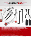 Nissan Altima Front Suspension Kit 2007 2013 10 Pcs With 2 Lower Control Arms And Ball Joints 2 Sway Bar Links Tie Rod Boots