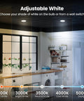 5/6 In Led Recessed Downlight Retrofit Kit Adjustable Color Temp From 2700K To 5000K Five Switch Settings showing color temperature options in a modern kitchen.