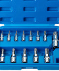 Torx Bit Socket Set 13 Piece T8 Through T60 With Star And Torx Bits in blue case, high-grade S2 alloy steel