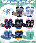 8 Pairs Medical Laboratory Socks For Women And Men, Funny Lab Tech Novelty Crew Dress Socks with Nerdy Scientist Quotes