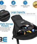 Rugged Storage Bag For UTV Cab Center Seat With Felt Lined Pockets And Key Lanyard, 5 Pockets, Removable Front Pouch, 1680D Durable Material, Fits Polaris RZR 570 800 S 900 1000 XP showing multiple storage pockets