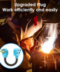 Heavy Duty 50 Amp Welder Adapter Cord 14-50P Male To 6-50R Female used in welding operation with right angle plug detail