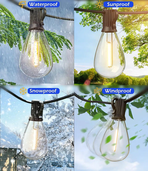 120 Ft LED Outdoor String Lights With 32 Shatterproof Edison Bulbs 2700K Warm White Commercial Grade Patio Lighting Heavy Duty Waterproof Outdoor String Lights For Garden Porch Deck Decor Includes 17 Ft Extension Cord