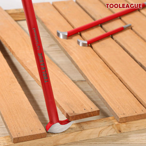 Rolling Head Pry Bar Set 6 Inch, 12 Inch, 16 Inch Heavy Duty Hand Tools for Garages shown on wooden surface