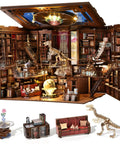 DIY Book Nook Kit For Dollhouse Lovers 3D Wooden Puzzle Bookend And Bookshelf Insert Decor With LED Light featuring miniature library scene