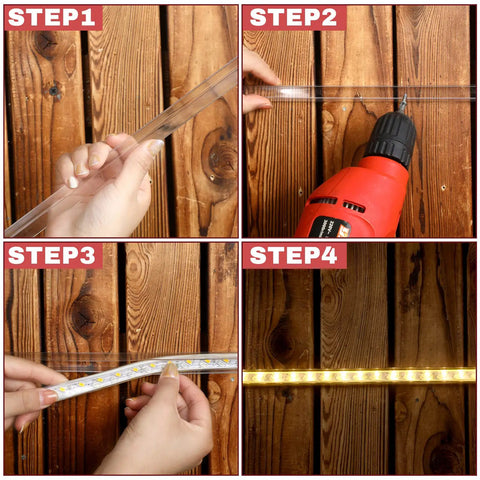 Clear U Channel Edge Guards For Kitchen Cabinets 3/4 Inch Thick Vinyl Strips 36 Inches Long 6 Pack installation steps with drill.