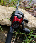 Two Pack Spincast Fishing Reels And Rod Combos With Five Foot Six Inch Two Piece Poles Size 30 And Size 40 Reels Right Hand Retrieve