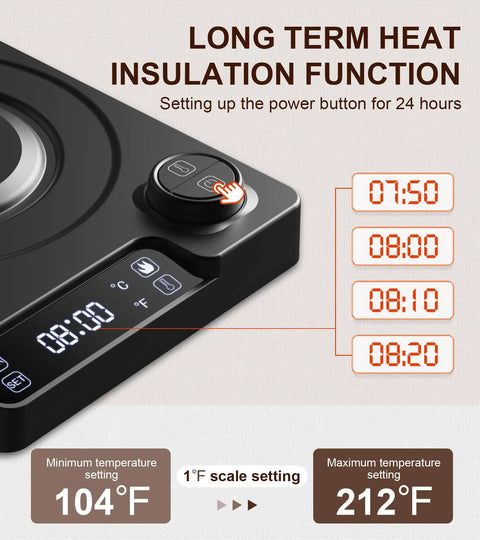 Gooseneck Electric Kettle With Precise Temperature Control And Keep Warm, shown with digital display and temperature settings.