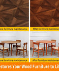 Real Deal Natural Beeswax Furniture Polish And Conditioner Non Toxic Wood Cleaner And Restorer For Hardwood Tables Takes Your Piece From Drab To Fab With A Smooth As Silk Finish 8 79 Fl Oz applied on a dining table showing before and after results.