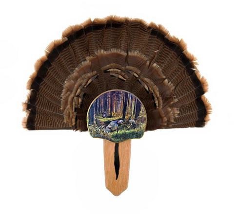 Solid Oak Turkey Display Kit With Gobblers Lane Image, Wall Mounted Beard And Fan Display For North American Turkeys