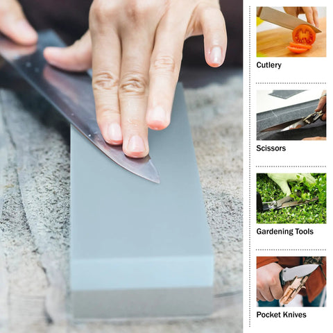 Two Sided Knife Sharpener Stone Dual 400 And 1000 Grit Wet Block for sharpening kitchen knife on silicon carbide wet stone