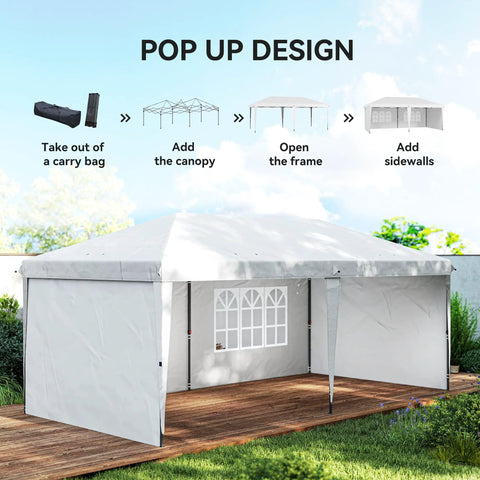 10x20 Pop Up Canopy Tent With Four Sidewalls, Portable Outdoor Party Gazebo Shelter, Instant Setup No Tools Needed, Carry Bag Included