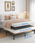 Heavy Duty King Size Box Spring Foundation With 5 Inch Low Profile Design And Beefy Steel Framework Supporting Up To 3500 Pounds For A Rock Solid Sleep Setup in a bedroom setup.