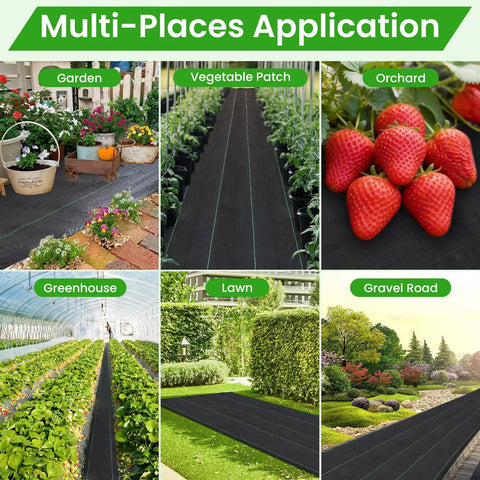 Heavy Duty Weed Barrier Fabric 6x300ft Landscape Material 3.2oz Woven Geotextile for gardens, paths, and driveways