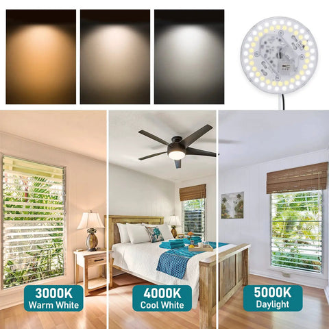 2 Pack LED Light Engine Retrofit Kit For Ceiling Fans And Lighting Fixtures With 6 Inch 24W 2200 Lumen Output 3 Color Temperature Modes 3000K 4000K 5000K Dimmable From Five To One Hundred Percent Easy Install Plug N Play