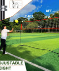 Portable 12ft Volleyball Training Net For Hitting And Serving Drills, Freestanding Indoor Outdoor Practice Net With Height Adjustable Setup