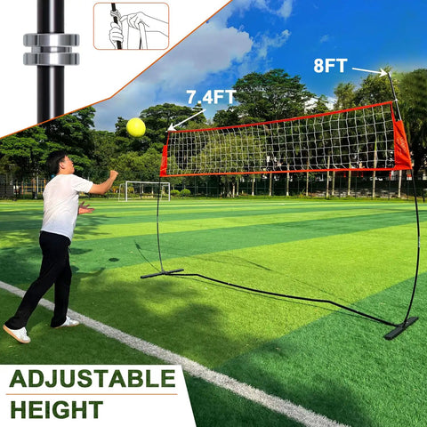 Portable 12ft Volleyball Training Net For Hitting And Serving Drills, Freestanding Indoor Outdoor Practice Net With Height Adjustable Setup
