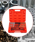 Super Cool 45 Piece Thread Repair Tool Kit That Fixes Stripped Screws Like A Pro, Includes Sturdy Alloy Taps And Dies With Handy Storage Box For Any Auto Or Diy Job. Red 45-piece alloy thread repair kit in case with taps, dies, and bolts
