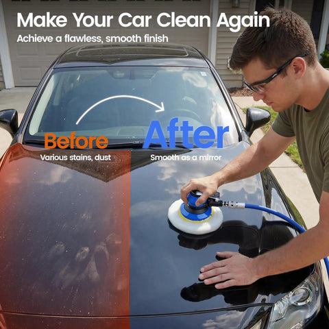 Pro Grade 5 Inch Random Orbital Palm Sander Built As A Smooth Operator Delivers Rock Solid 12000 Rpm Performance For Flawless Wood And Auto Body Finishing Crush Every Project Today in use on car hood.