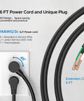 6 ft power cord with unique plug for 12 Outlet Heavy Duty Power Strip With 15 Foot Cord 15 Amp 125V 1875W All Metal Aluminum Housing