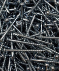 Close-up of 350 Count Square Drive Washer Head Wood Screws Eight By Two And A Quarter Inch Pocket Hole Type Seventeen Coarse Zinc Plated