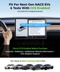 Interior view showing CCS to NACS Electric Vehicle Charging Adapter compatibility with Tesla and new EV models.