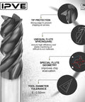 Front view of Speed Tiger carbide square end mill, 1/4-inch diameter, 4-flute.