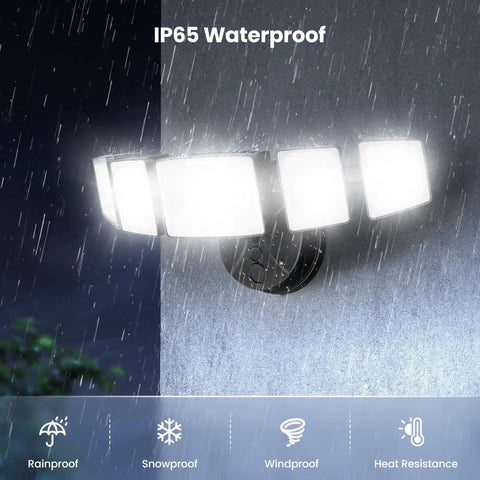 Hella Bright 150 Watt LED Flood Lights Outdoor 15000 Lumens Supercharged Security Lighting With Five Adjustable Heads And Switch Control To Light Up Your Yard Like Broad Daylight Anytime