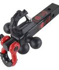 Tri Ball Hitch Mount With Matte Black Finish For 1 7/8, 2, And 2 5/16 Inch Balls, 360 Degree Swivel Base, heavy-duty shackle and hook