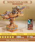 3D Wooden Puzzle Kit For Adults With DIY Japanese Ship Model And Music, Orien Airship Vintage Movable Building Set