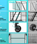 Heavy Duty Folding Grocery Cart That Hauls 360 Lbs Capacity With Waterproof Liner And 360 Degree Swivel Wheels Double Basket features comparison
