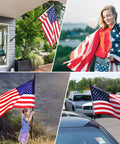 Collage showcasing Five Foot Heavy Duty Outdoor Flag Pole Kit With 3x5 Embroidered US Flag in various settings and uses.