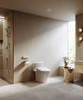 Top Tier Electronic Bidet Toilet Seat With Instant Warm Water Washlet in modern bathroom setting, elongated white design.