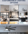 Top Shelf Sixty Inch Black Ceiling Fan With Bright Light For Patios Porches And Living Rooms Delivers Badass Airflow Using Eight Slick Abs Blades And Easy Three Way Wall Control with customizable lighting options.