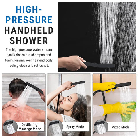 Premium 16 Inch All Metal Rain Shower Head With Handheld Combo In Matte Black Brings Major Spa Energy With Heavy Duty Flow And Wide Full Body Coverage For Maximum Chill After A Grind
