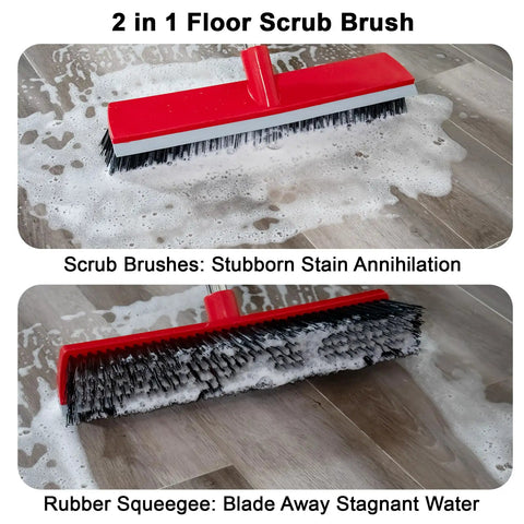 Heavy Duty 16.5 Inch Push Broom With 51 Inch Long Handle For Patio Garage Deck Tile And Concrete Floors Cleaning