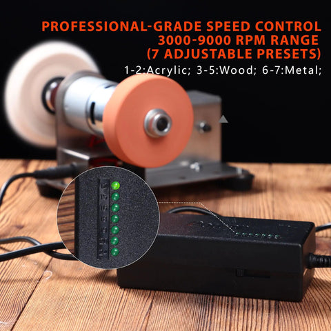 Super Slick Mini Belt Sander With Seven Adjustable Speed Settings For Knife Sharpening And Woodworking Or Light Metal Grinding No Fuss Compact Power Tool, showcasing adjustable speed control.