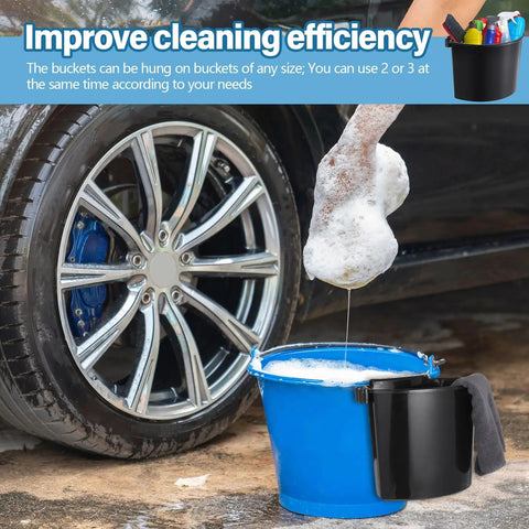 Two Pack Car Detailing Bucket Organizer Set With 10.2 x 7.8 x 5.5 Inch Buckets Caddy for tools and wash accessories in use