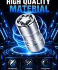 Heavy Duty Anti Theft Wheel Lock Lug Nuts M14x1.5 shiny chrome nut highlighting durable and corrosion-resistant material.