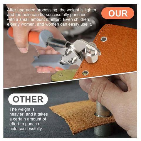 Demonstration of Rugged Grommet Kit For DIY Projects Three Eighths Inch 500 Eyelets And Grommets Pack No Pre Drill Required using two tools