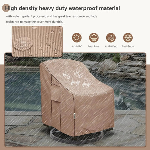 Weatherproof Patio Chair Covers 4 Pack Built Tough Heavy Duty For Outdoor Furniture Fit For Adirondack Swivel Rocker And Deep Seat Lounge Chairs 30W X 34D X 36H Brown under rain