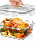 Beast Mode Massive 2700ml Glass Storage Container With Lids for Roasting and Leftovers shown with roasted chicken and vegetables