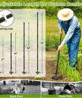 Gardener using 2 In 1 Stirrup Hoe And Cultivator Garden Tool With 62 Inch Adjustable Long Handle for efficient weeding and soil care.