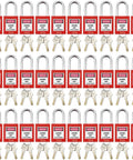 Red 30 Pack Lockout Tagout Locks Keyed Alike For Stations And Devices OSHA Safety Lockout Tagout Kit displayed on white background