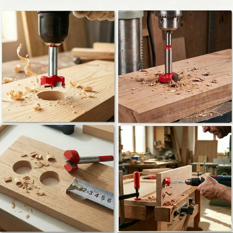 Heavy Duty Forstner Drill Bits Set Features Multi Sizes Carbide Wood Boring Tool For Smooth Hole Cutting And Pro Cabinet Crafting drilling holes in wood.
